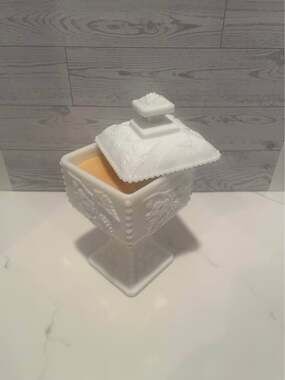 Vintage Westmorland Milk Glass Lidded Candy Dish